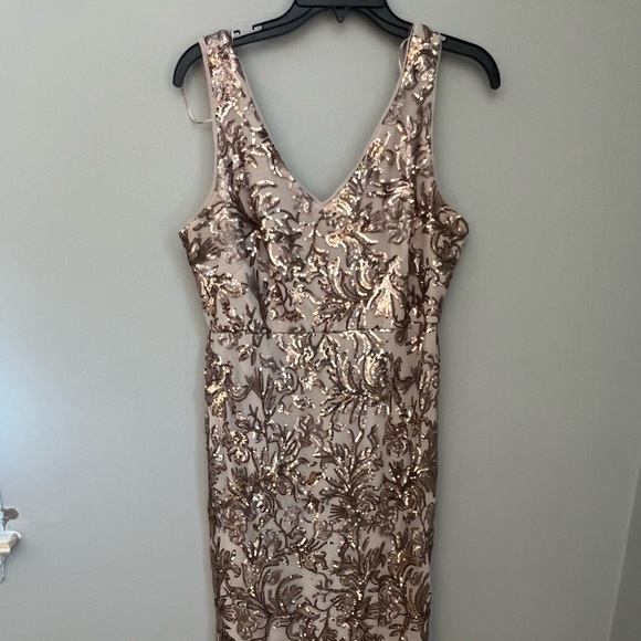 R&M Richards R&M Richards Long Sequin Embellished Column Dress Champagne - Picture 5 of 13